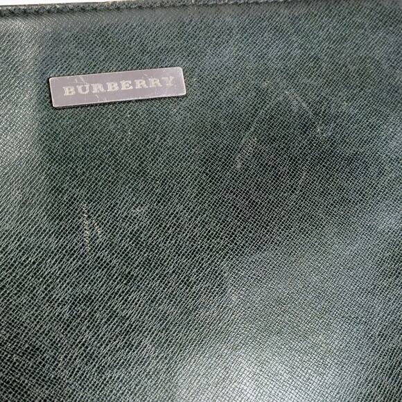 Burberry Vintage Leather Clutch Green Zip Top 10x7 Heritage Luxury - Picture 6 of 10